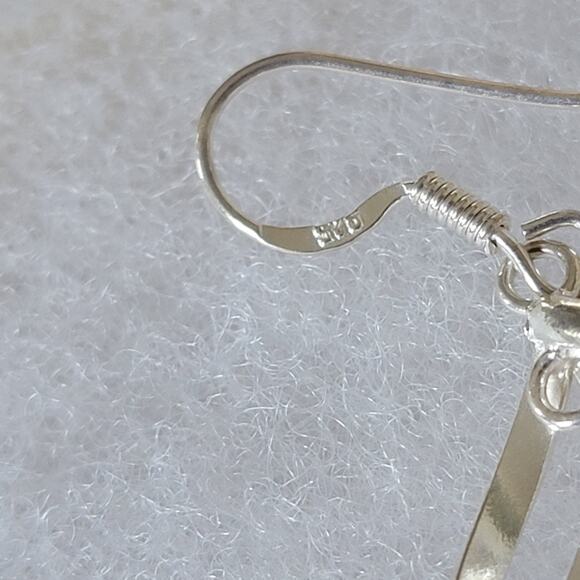 Sterling Silver Twist Leaf Dangle Earrings – 2.25" Long, 925 Stamped - Picture 6 of 8